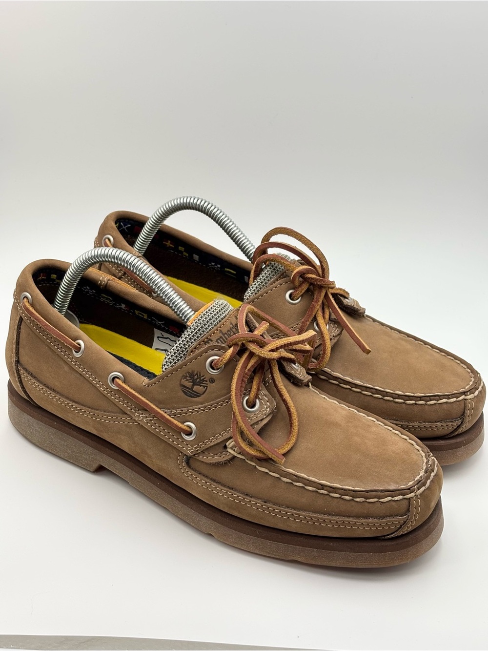 Timberland Men’s Tan Leather Upper Moc Toe Boat Shoes Size 8.5M